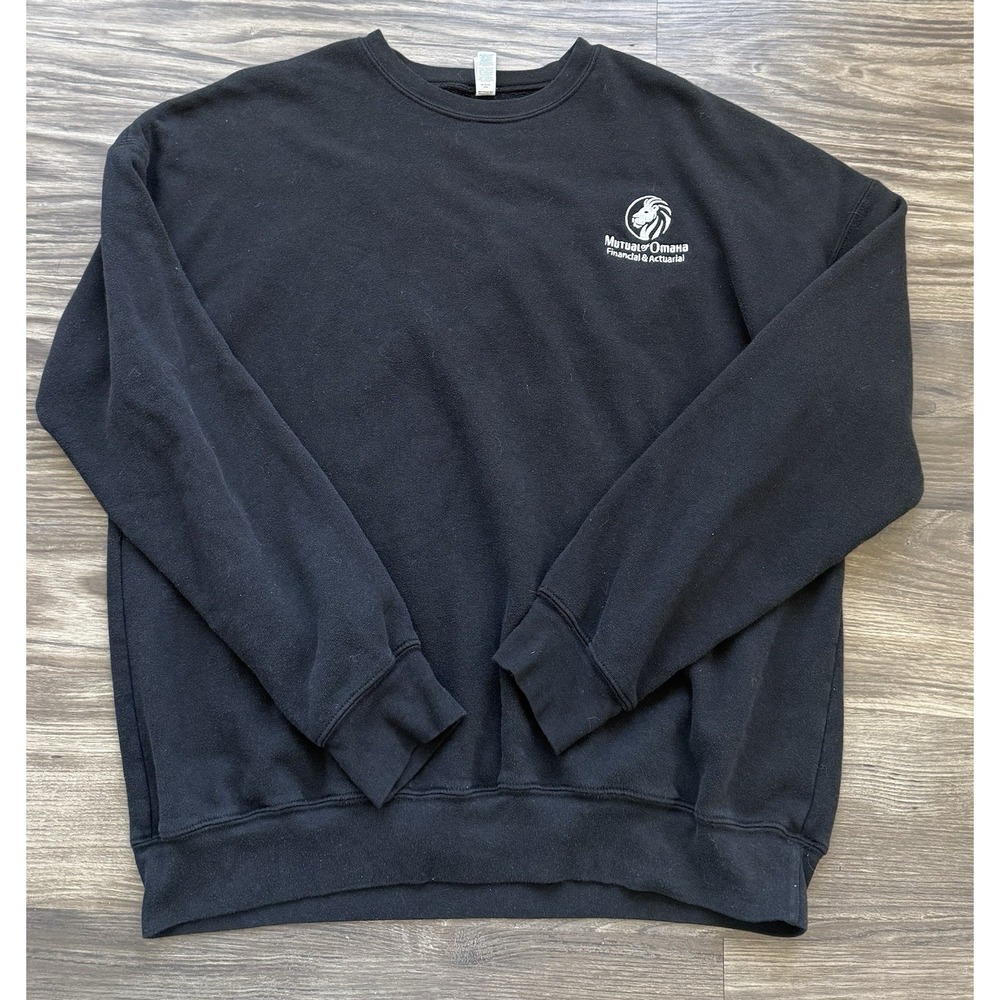 Mutual Of Omaha Graphic Sweatshirt Pullover Black Large Workwear Casual Office